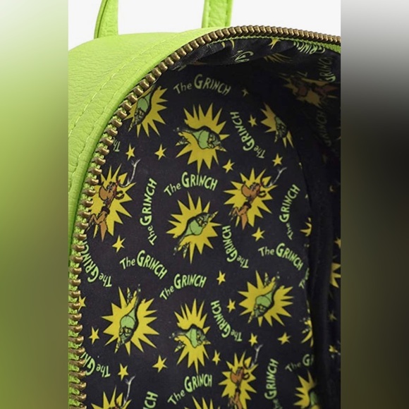 Loungefly Dr. Seuss the Grinch Faux Leather Mini Backpack and Wallet Set - Picture 4 of 12